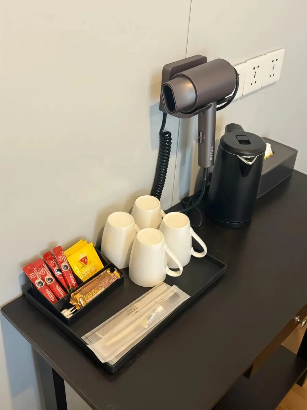 TDB Tioman Resort room amenities including kettle and hairdryer