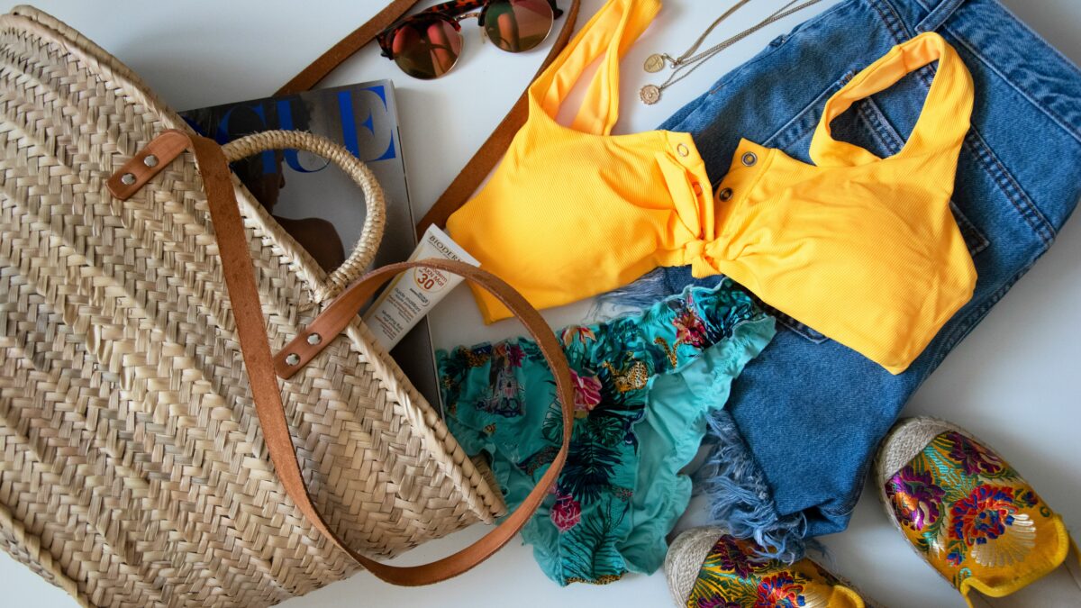 Beach travel essentials packed for a Tioman Island trip