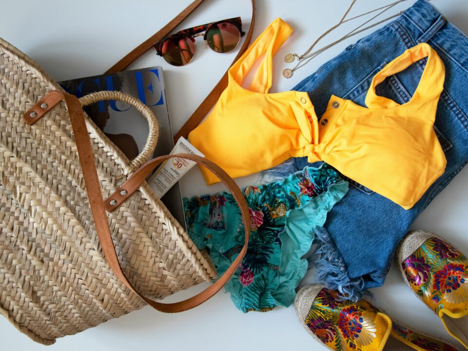 Beach travel essentials packed for a Tioman Island trip